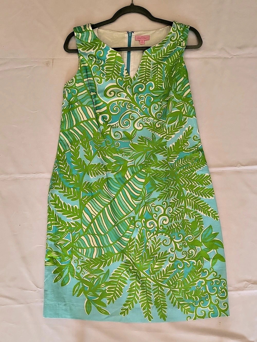 Lilly Pulitzer Floral Mini Dress Green Blue - Size 14 Like New